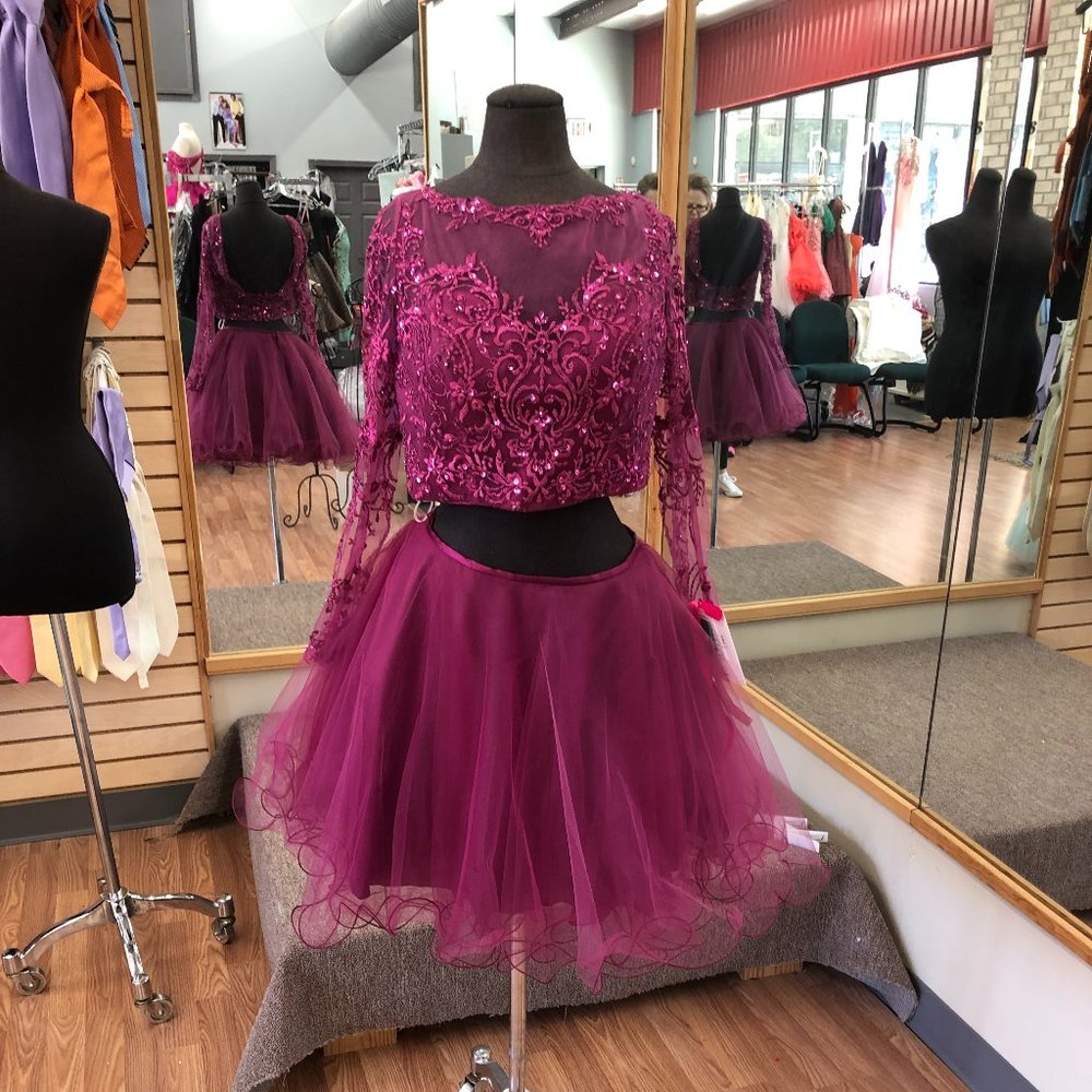 Short Homecoming dress by envious size 10 maroon LAST ONE CANNOT GET ANY MORE